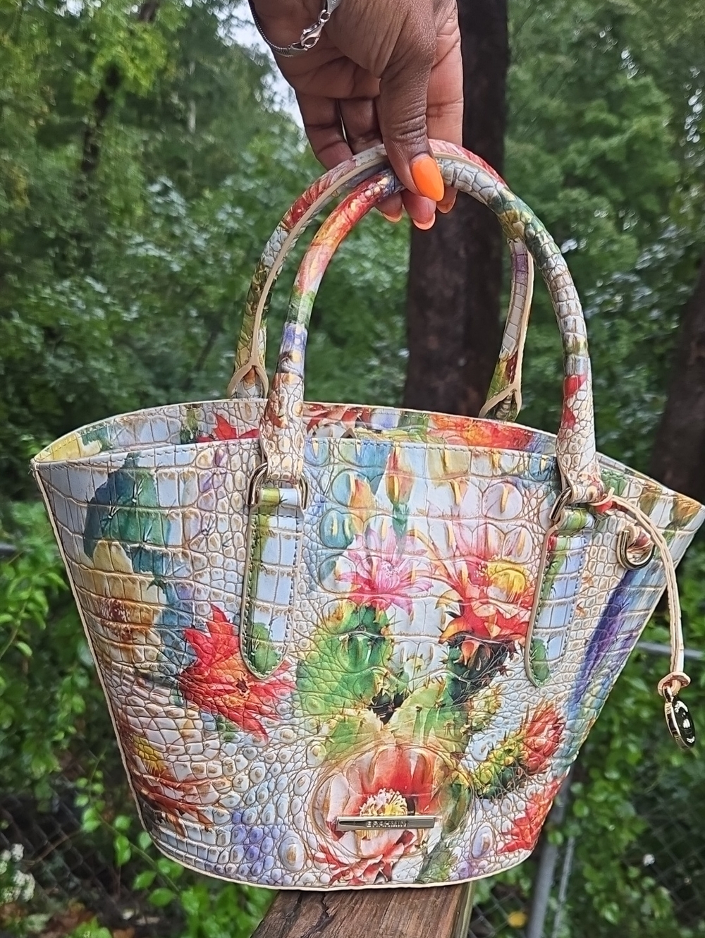 Brahmin Succulent Bloom Genuine Leather Handbag NWT